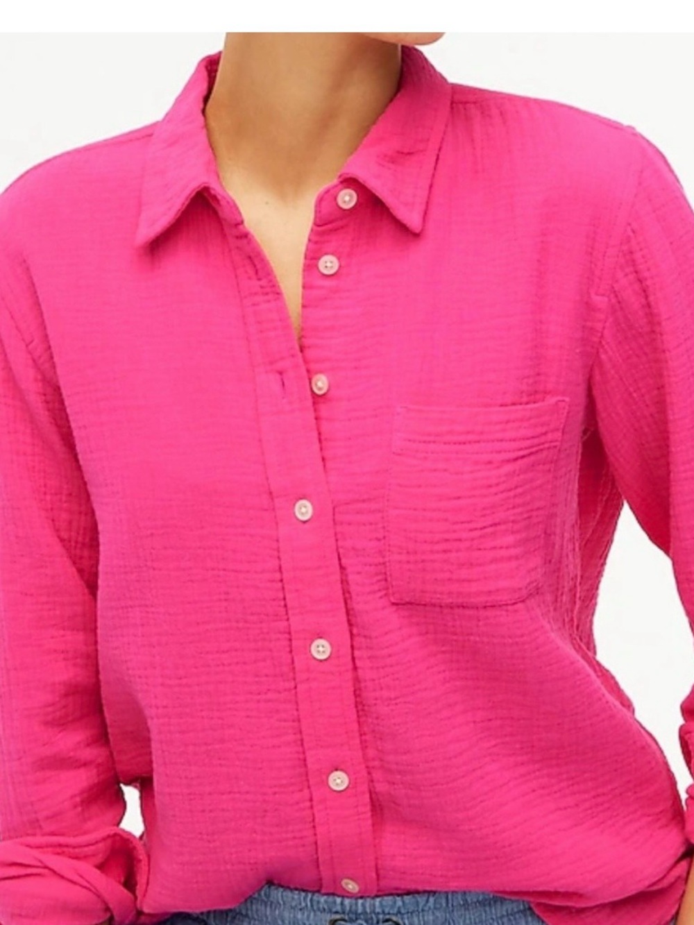 J. Crew Gauze Button-Up Shirt
Pink Size S NWT